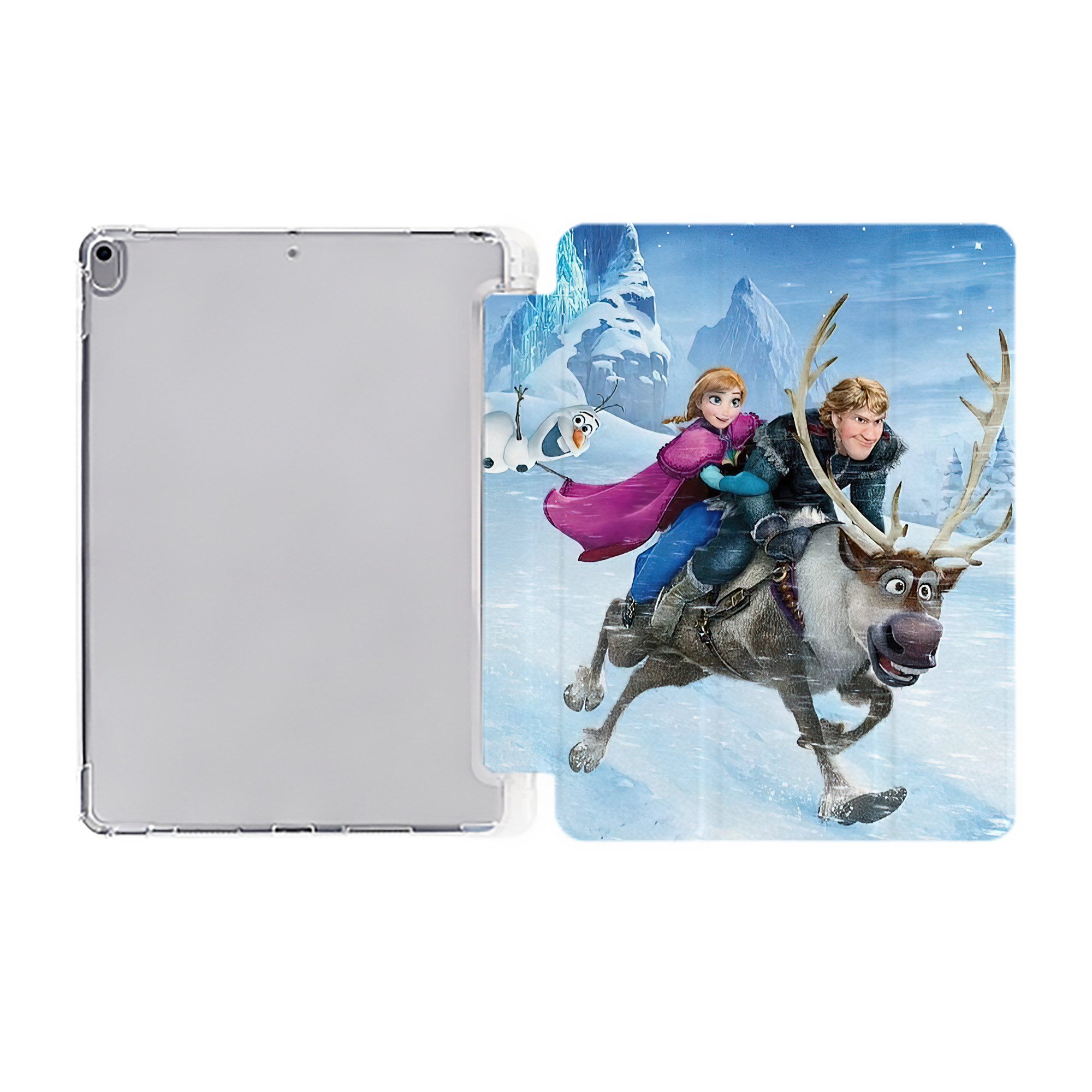 （画像用） アナと雪の女王 アンナ エルサ Frozen Anna Elsa IPad ケース ペン収納付き 三つ折りスタンド PUレザー×シリコン 対応機種9.5/10.5/10.9インチ